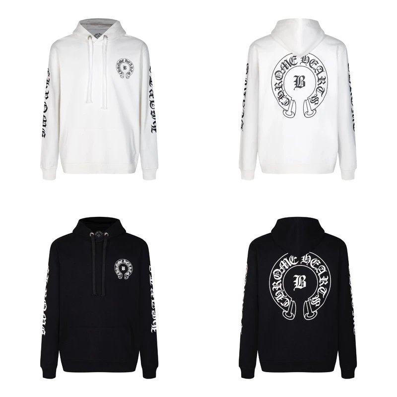 Design Hoodie White with Red Sleeve Logos - 25