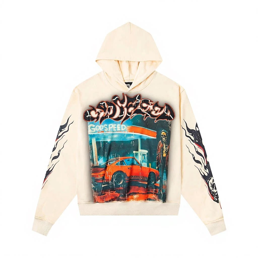 Godspeed Hoodies & Sweatshirts Graphic-print pullover hoodie — G 20 Apricot color