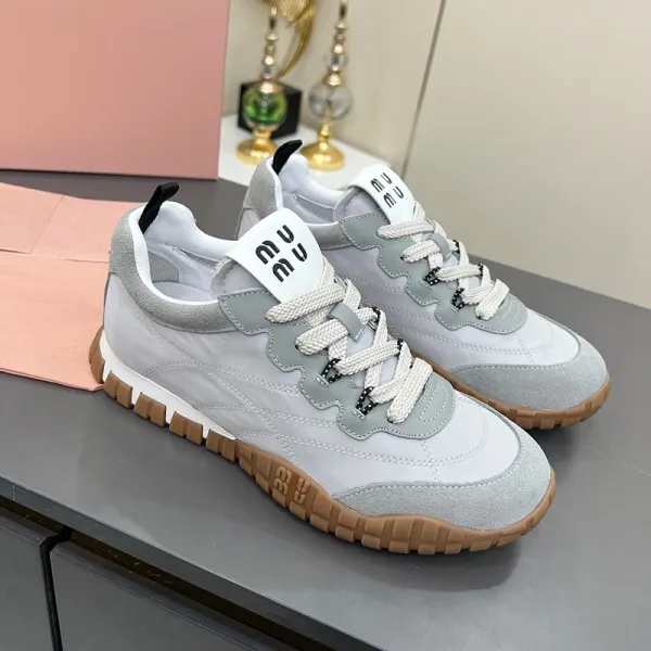 Miu Miu Runner Sneakers Gray and Beige - 1