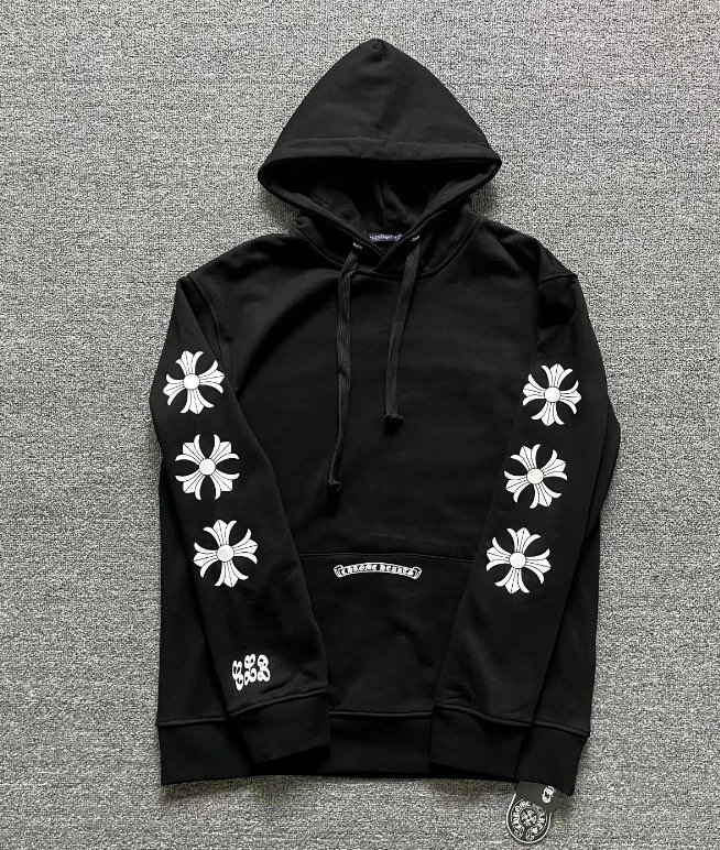 Design Hoodie White with Red Sleeve Logos - 38