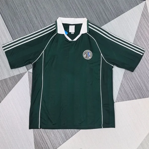 Adidas Originals Football Jersey Dark Green White Stripes Polo - 1