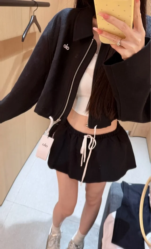 Alo Matching Sets Cropped zip-up jacket and drawstring mini skirt set product detail image 11