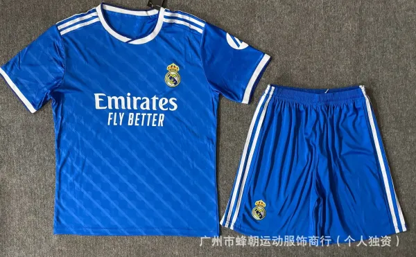 Real Madrid Third Kit Blue Jersey and Shorts Set - 1