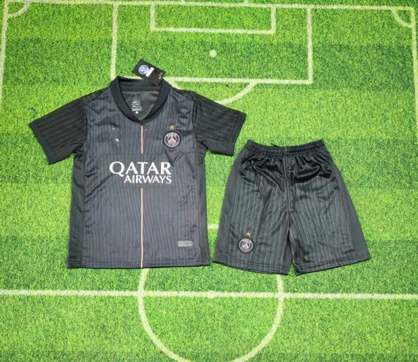 Paris Saint-Germain 2023-24 Third Kit Black Jersey and Shorts Set - 1