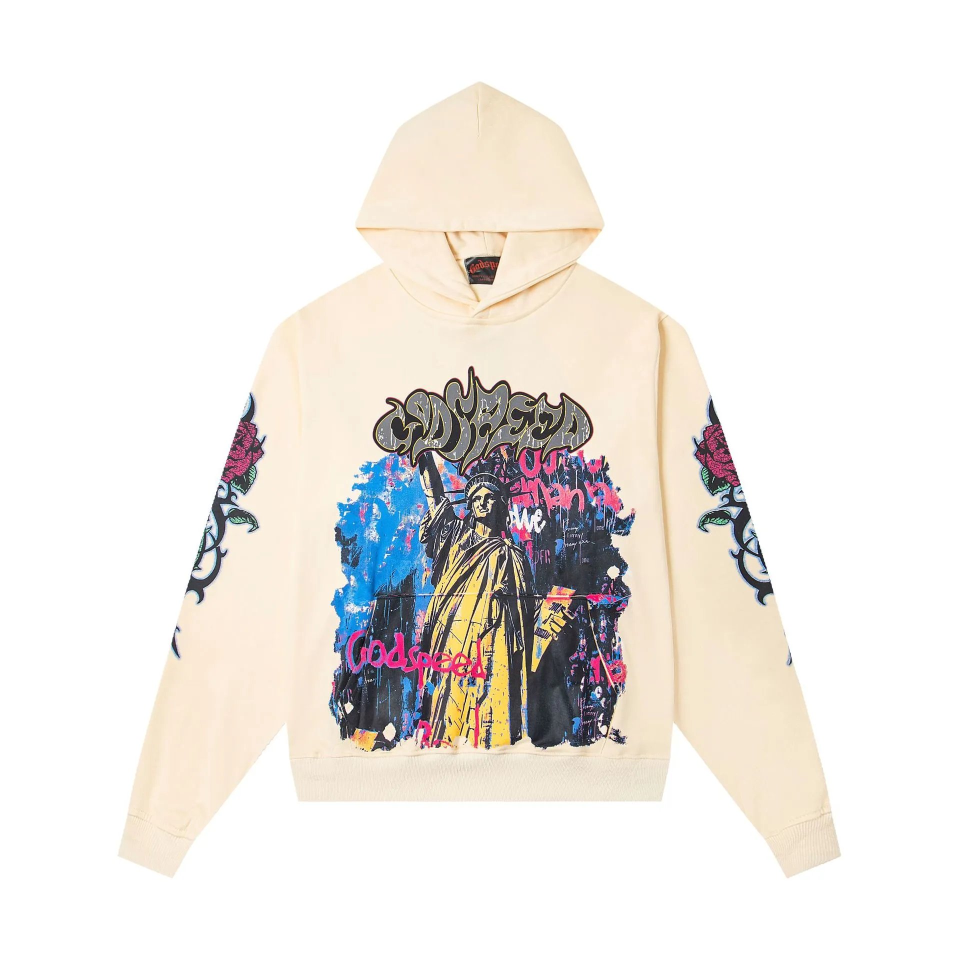 Godspeed Hoodies & Sweatshirts Graphic-print pullover hoodie — G 49 Apricot color
