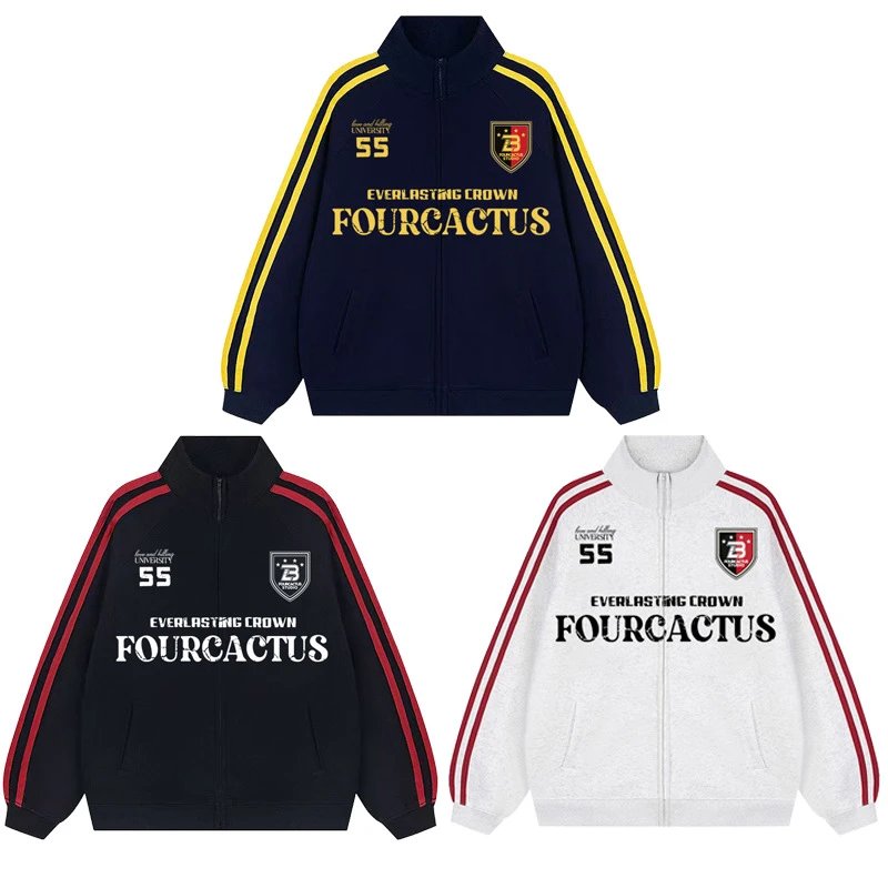 Four Cactus Everlasting Crown Track Jacket Navy Yellow Outerwear - 2