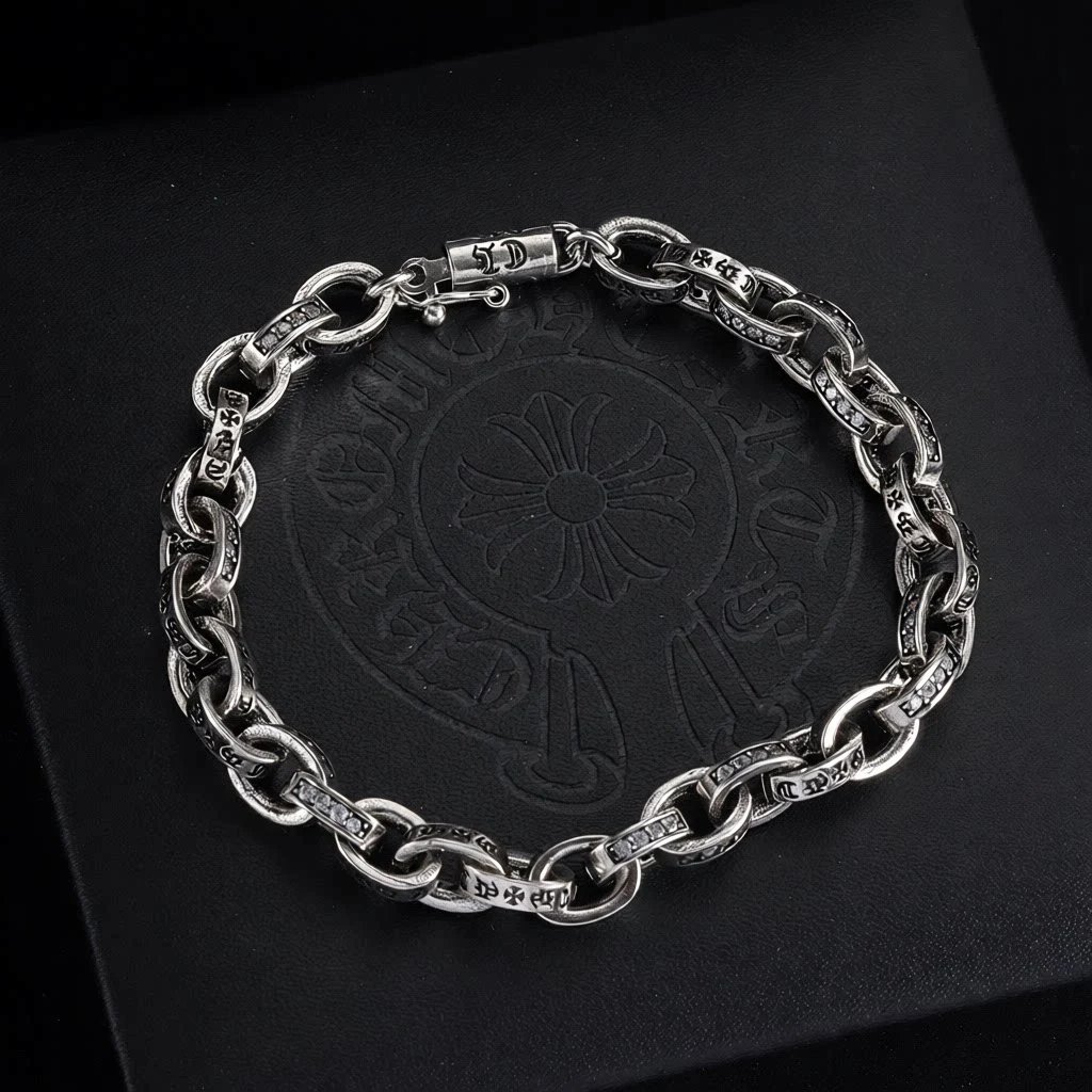 Thin letter diamond bracelet