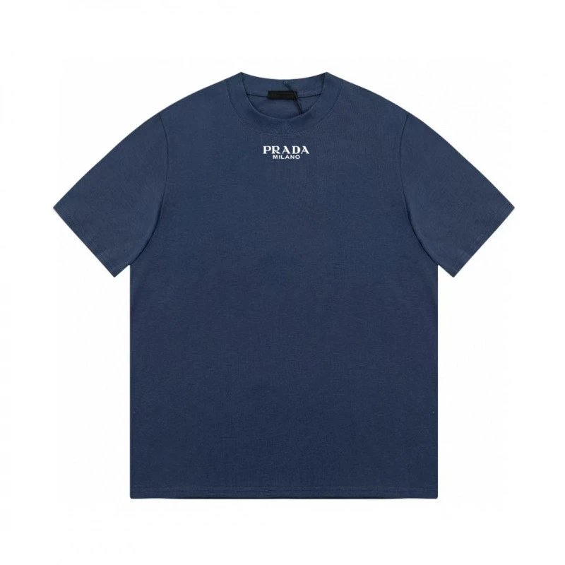 Prada Logo Print Navy T-Shirt - 1