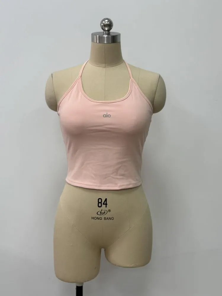 Alo Reflective Halter Crop Top Black Activewear - 8