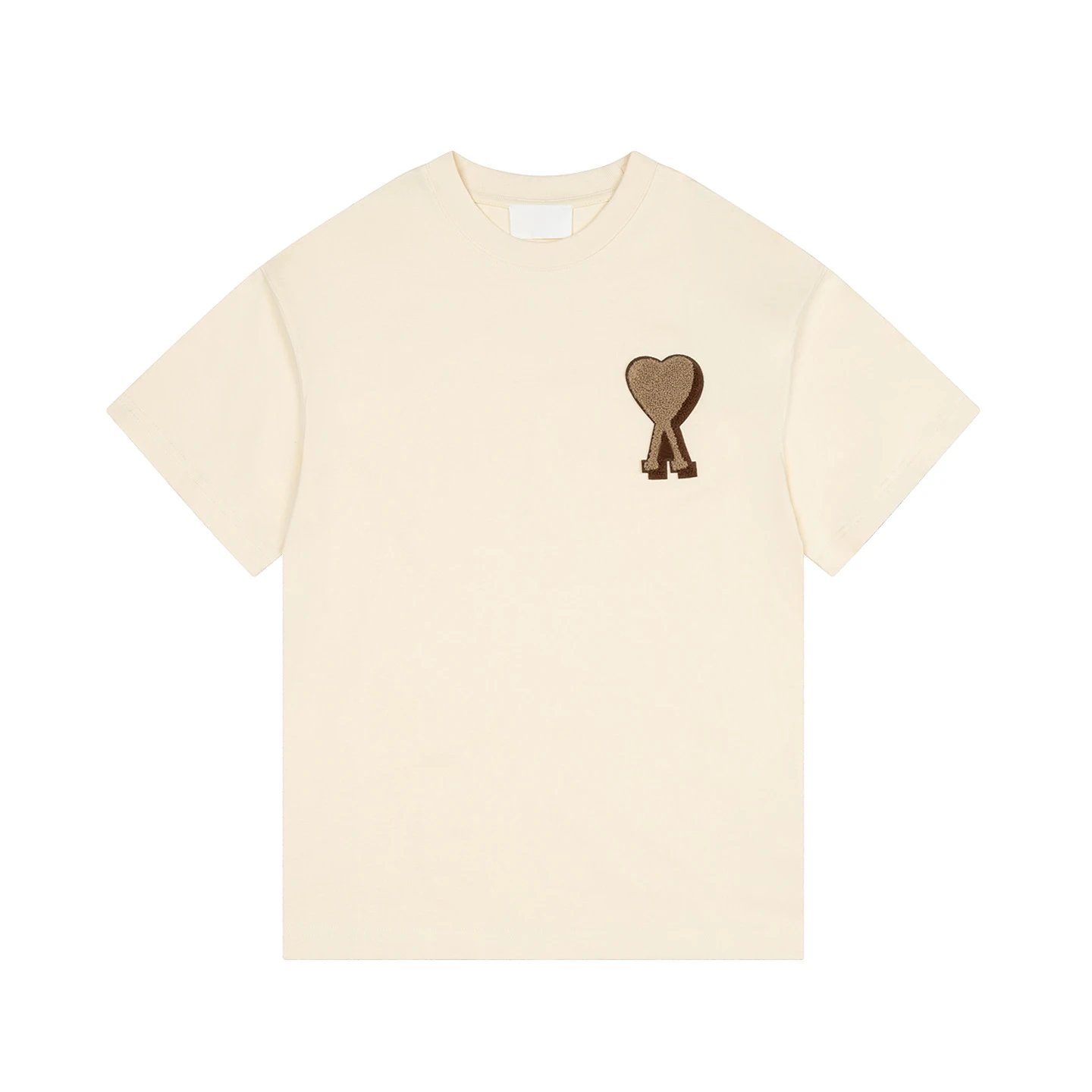 Design Raglan Sleeve T-Shirt with Embroidered Heart Knot Beige / Olive - 16