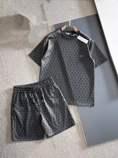 Design Quilted Texture Black Set T-Shirt and Shorts - 1