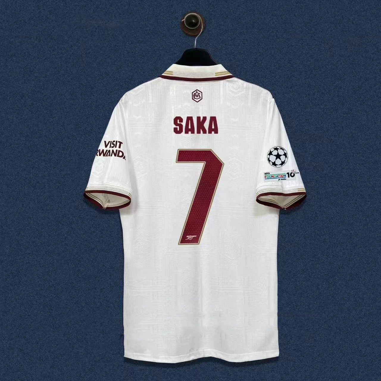 Arsenal FC 2023-24 Champions League Third Kit White Burgundy Jersey - 22