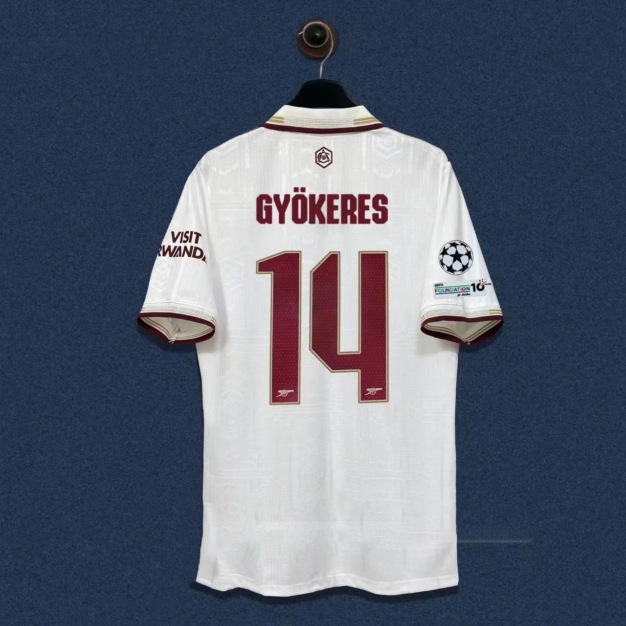 Arsenal FC 2023-24 Champions League Third Kit White Burgundy Jersey - 20
