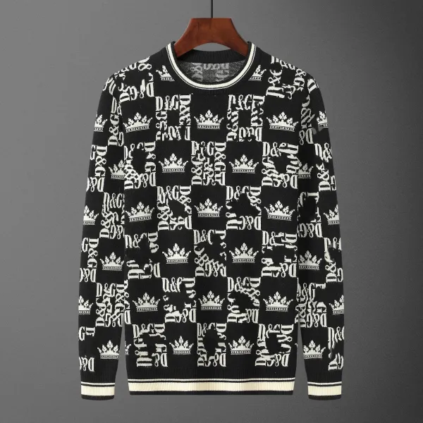 Dolce & Gabbana Monogram Crown Knit Sweater Black - 1