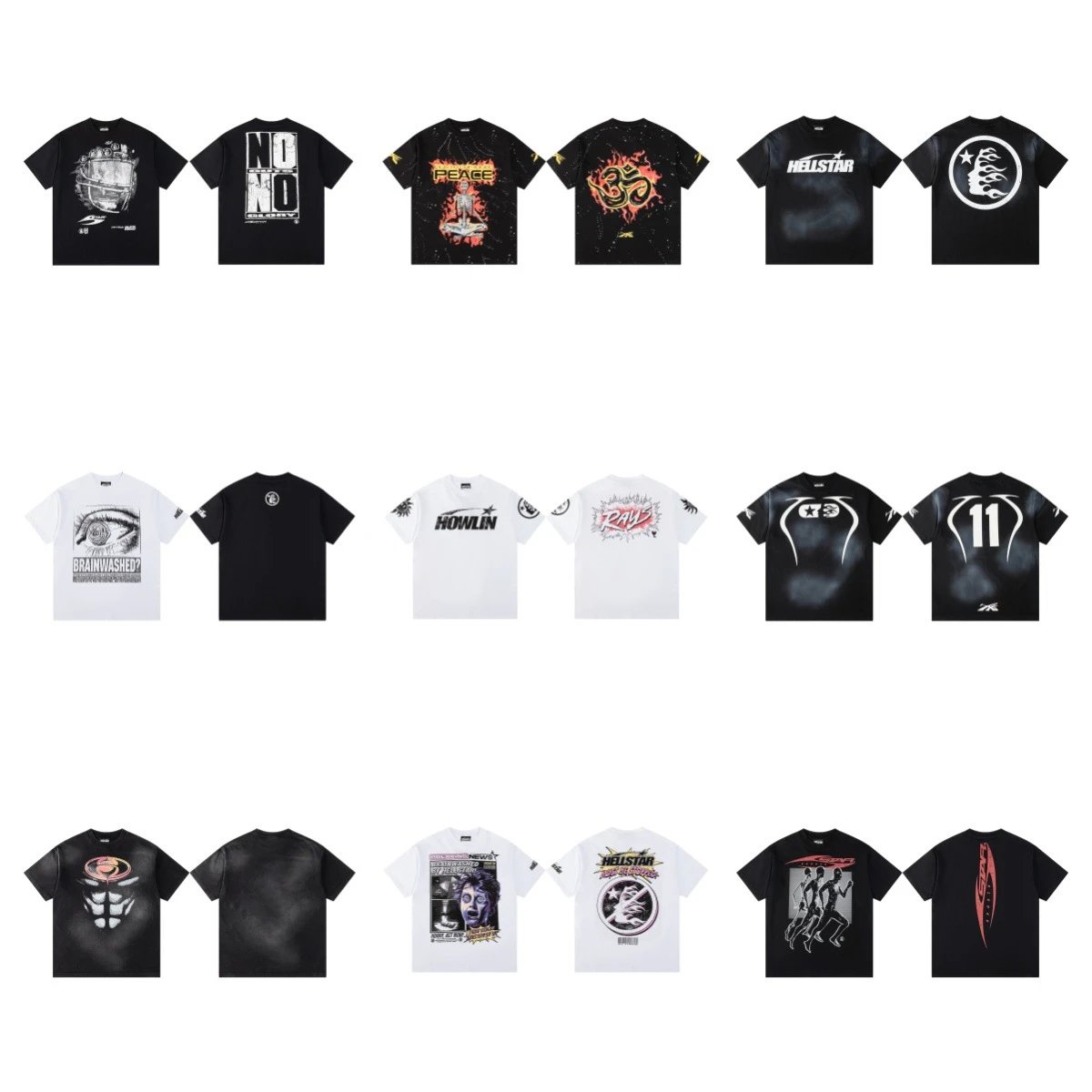Hellstar Reach Your Inner Peace Flame Skeleton T-Shirt Black - 3