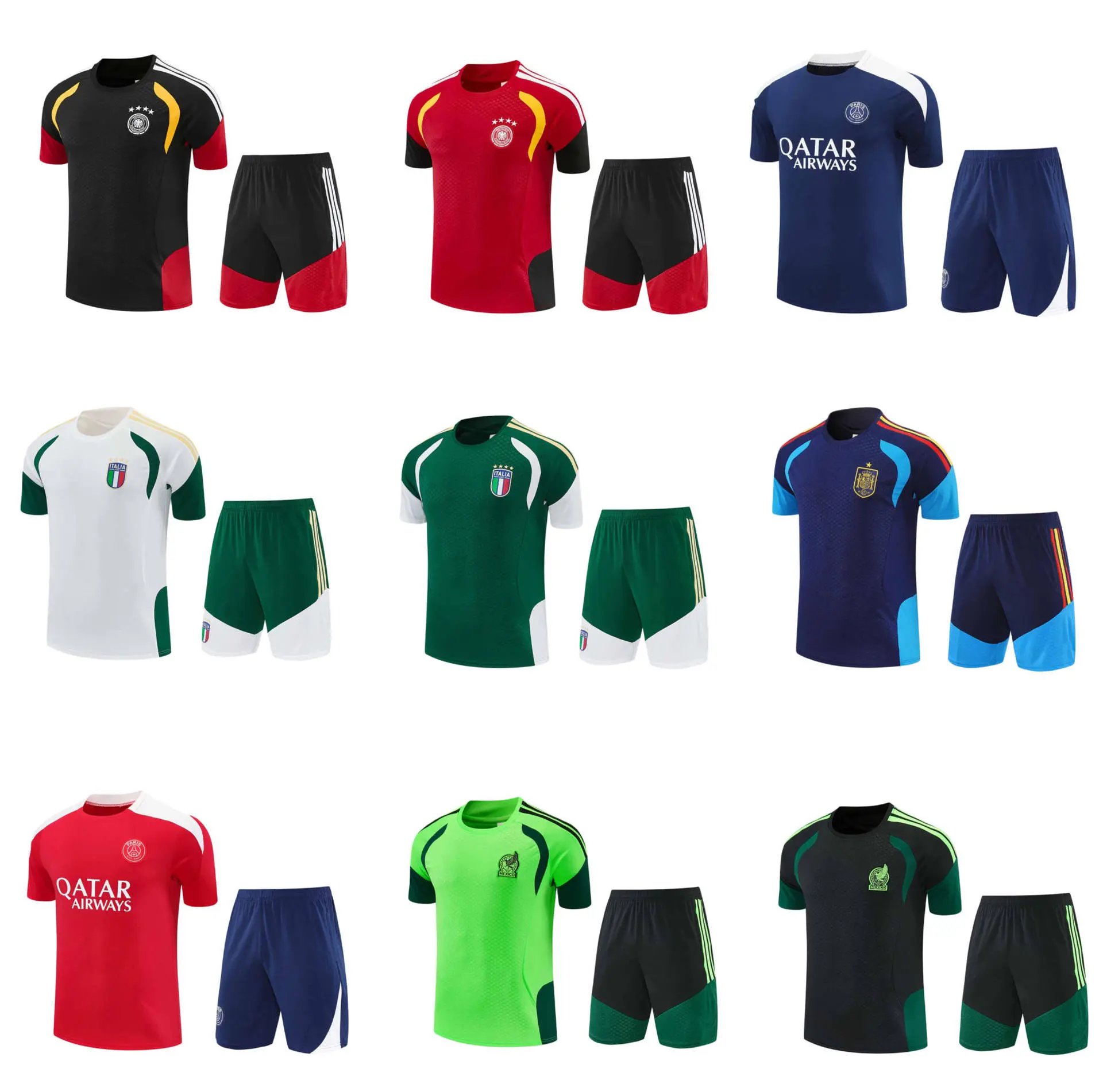 Design Germany National Team Training Kit Black Red Yellow Jersey and Shorts Sets - 3