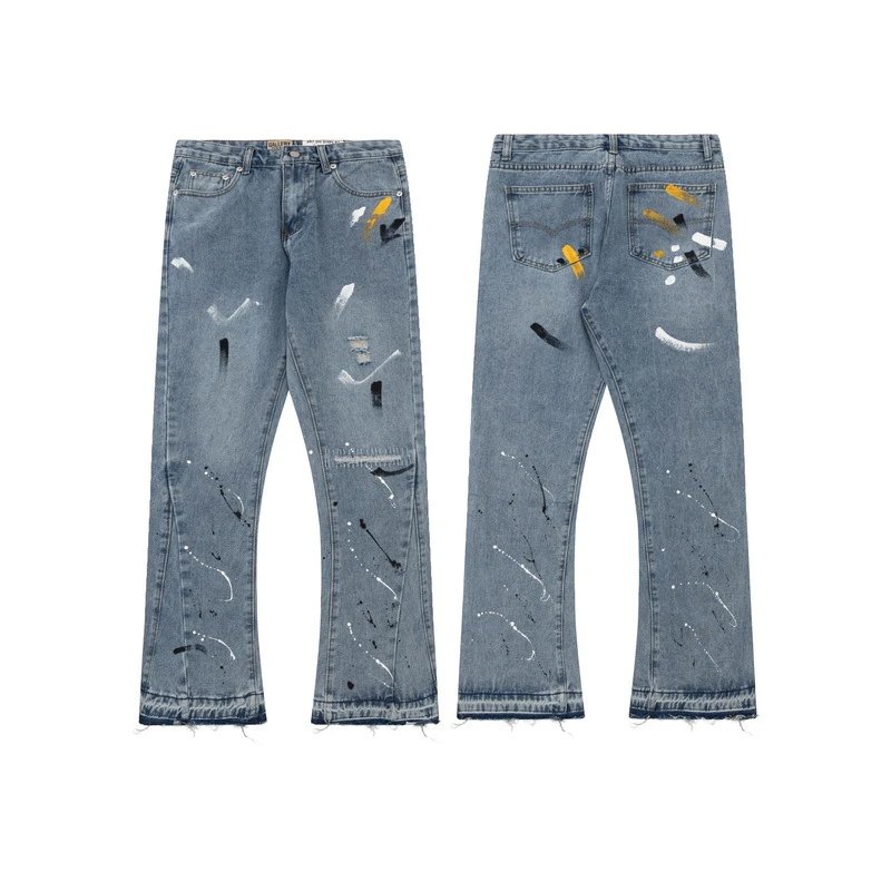 Gallery Dept Distressed Paint-Splatter Black Denim Shorts - 10