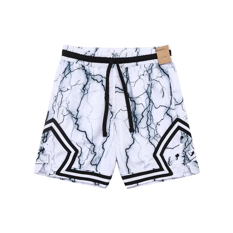 Design Sporty Mesh Shorts Navy with Red Geometric Panels - 16