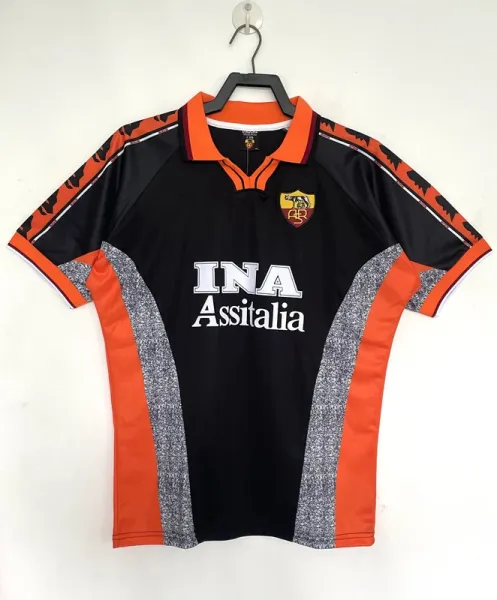 AS Roma 1998-99 Third Jersey Black Orange Gray - 1