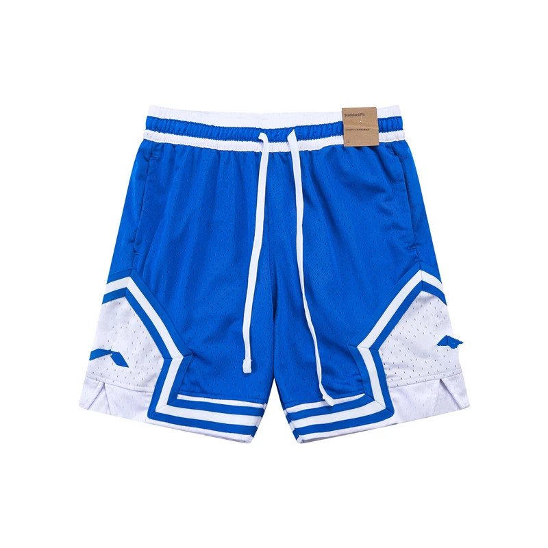 Design Sporty Mesh Shorts Navy with Red Geometric Panels - 30
