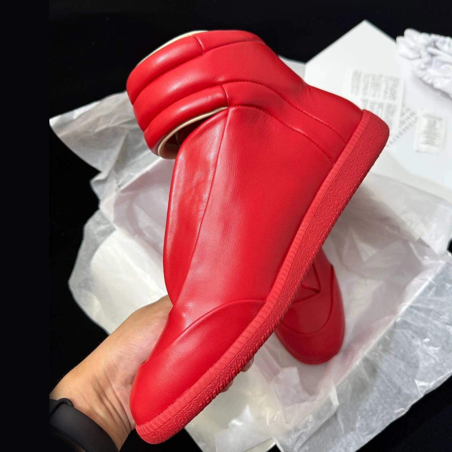 Unbranded Boots Padded Collar High-Top — Red