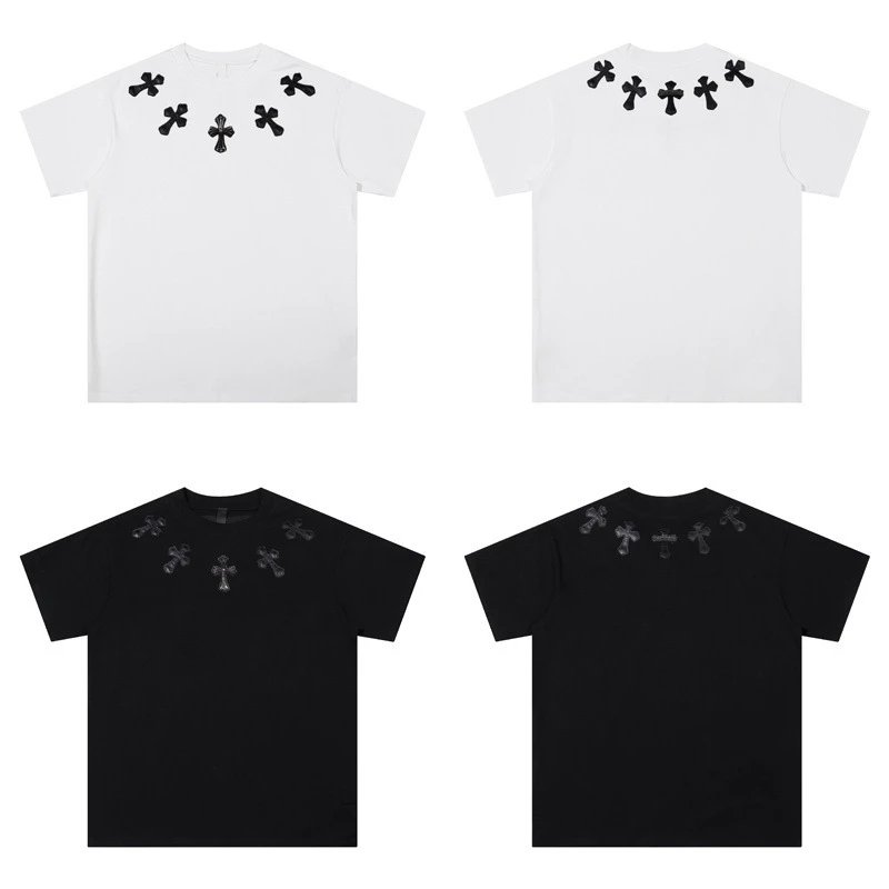 Chrome Hearts Cross Logo Embroidered Pink White T-Shirt - 25