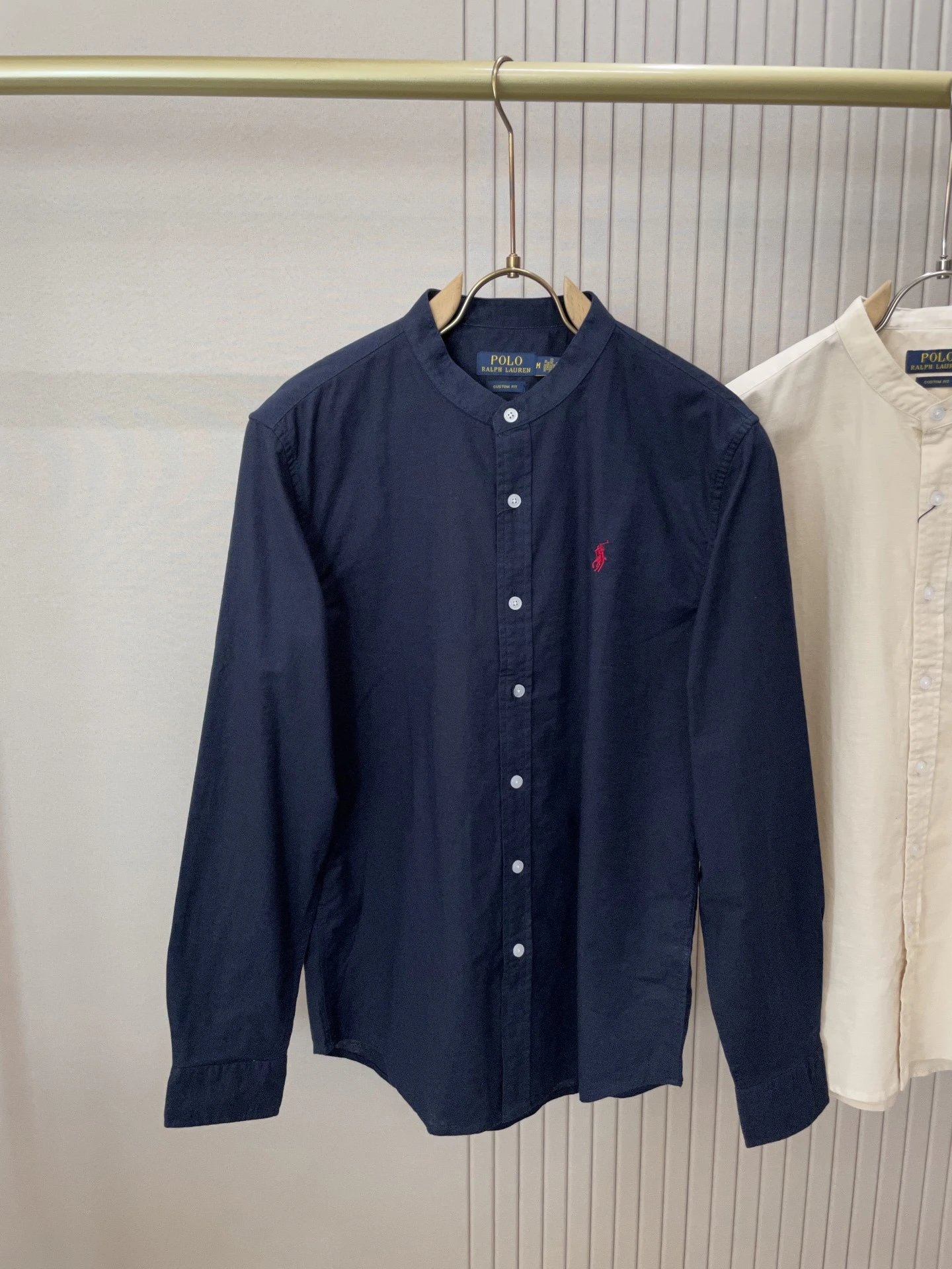 Polo Ralph Lauren Mandarin Collar Shirt Navy Blue - 12