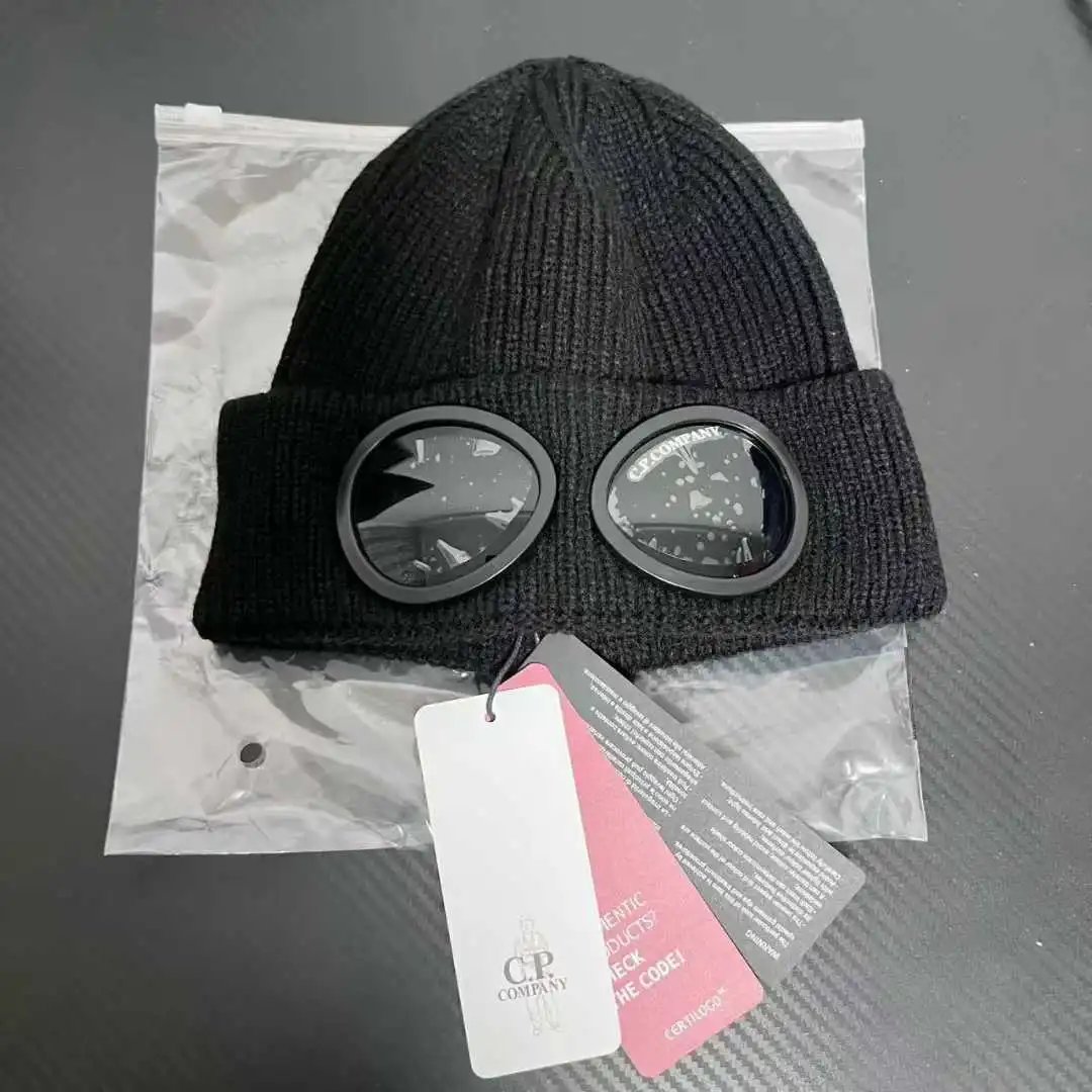 C.P. Company Goggle Beanie Navy Blue Knit Hat - 2