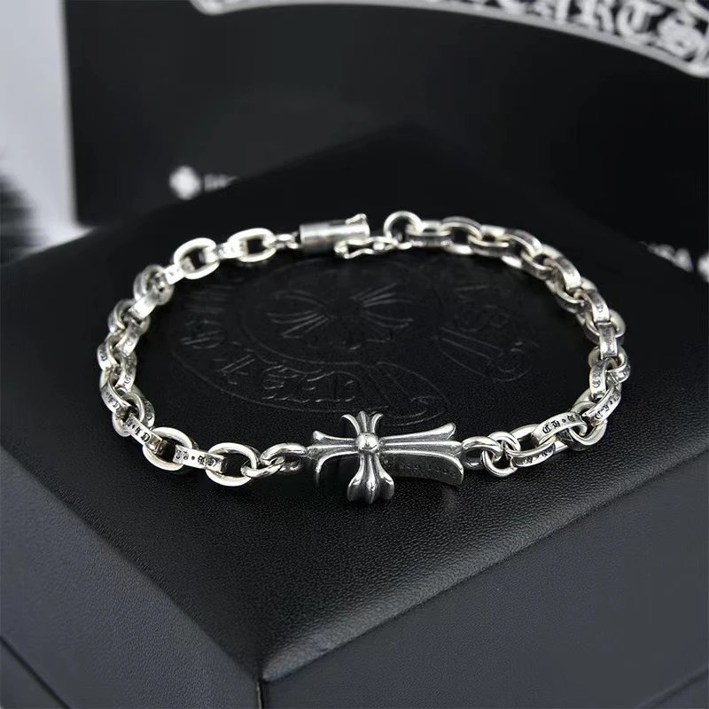 Chrome Hearts Cross Link Bracelet Silver Jewelry - 43