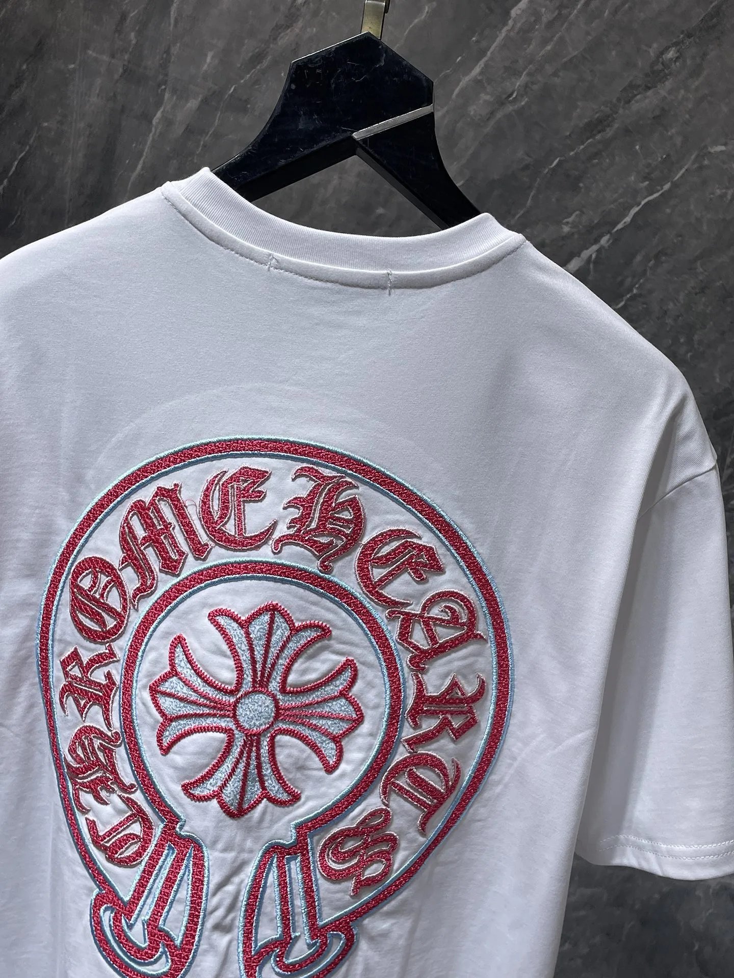 Chrome Hearts Circle Cross Embroidered White T-Shirt - 23