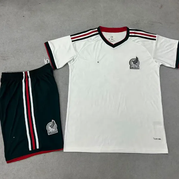 Design Mexico National Team 2006 Away Kit White / Black / Red Jersey and Shorts Set Sets - 1