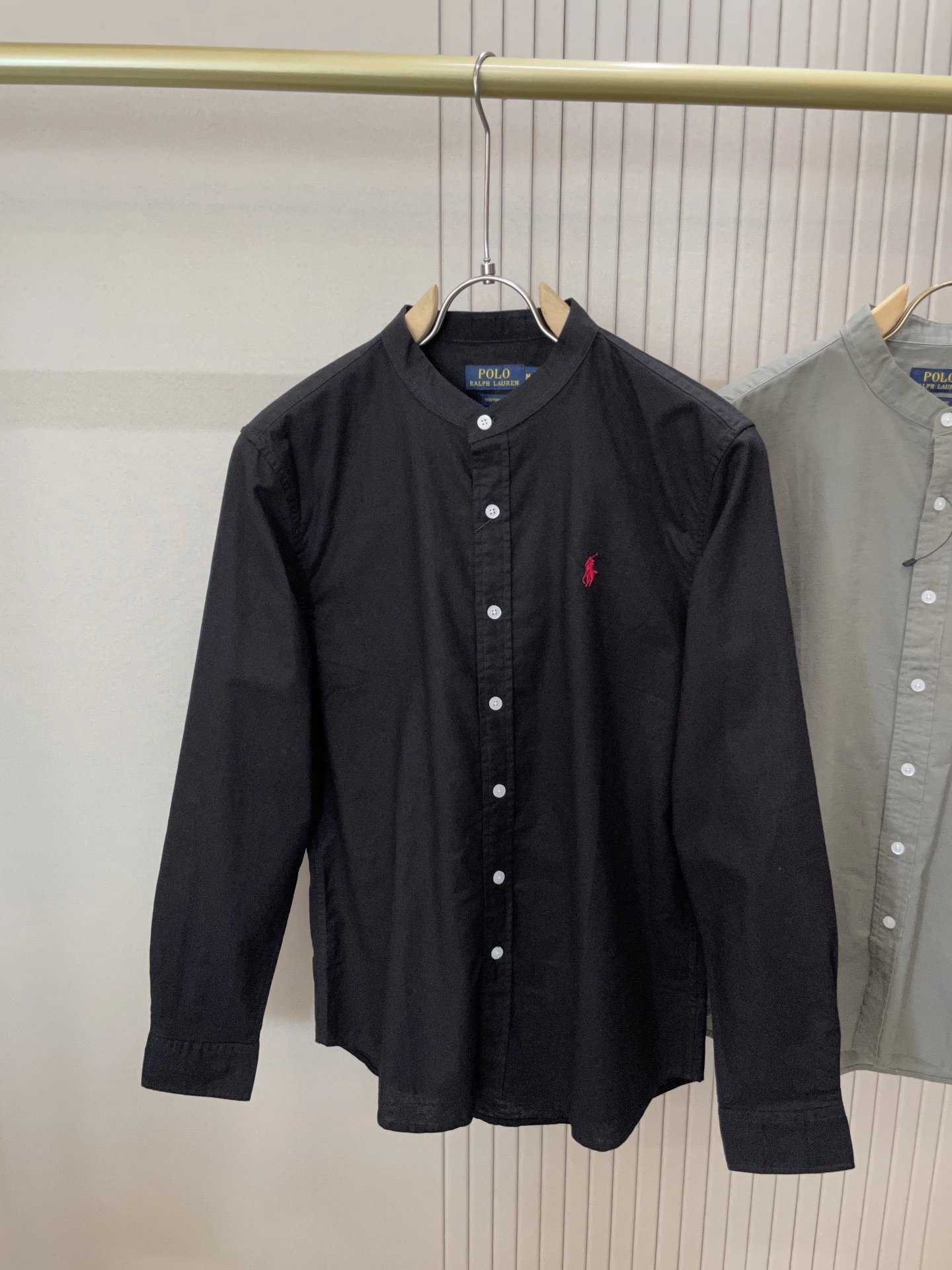 Polo Ralph Lauren Mandarin Collar Shirt Navy Blue - 4