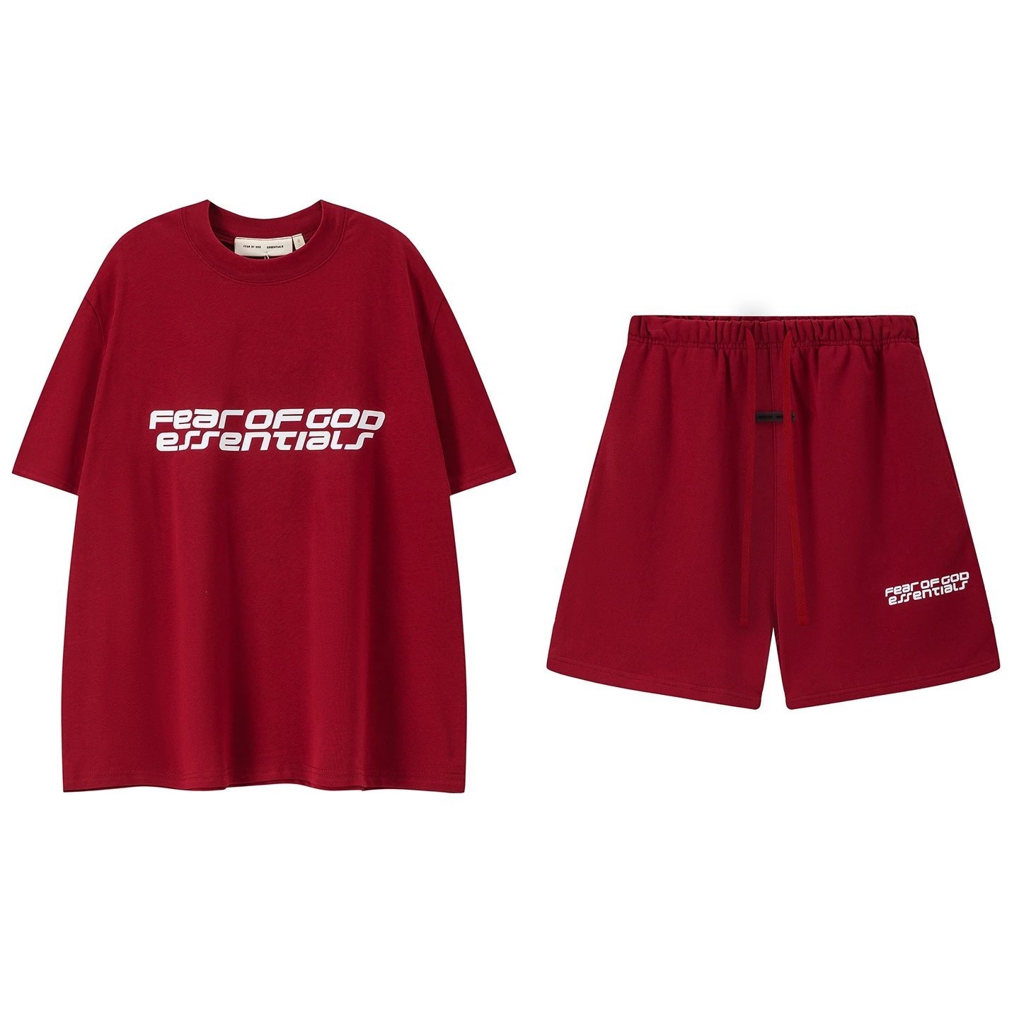 Fear of God Essentials Logo Print Oversized T-Shirt and Shorts Set White - 10