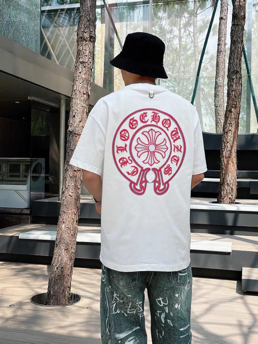 Chrome Hearts Circle Cross Embroidered White T-Shirt - 35