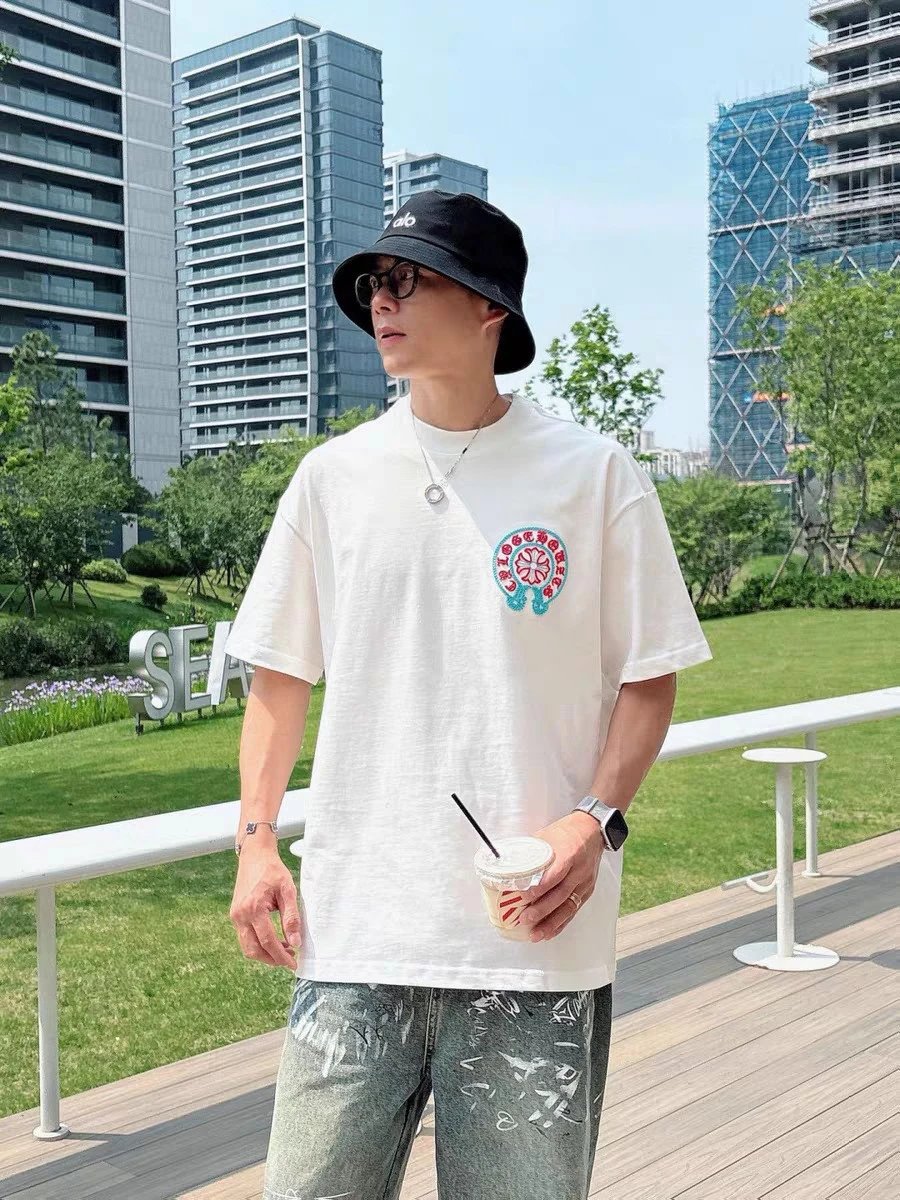 Chrome Hearts Circle Cross Embroidered White T-Shirt - 36