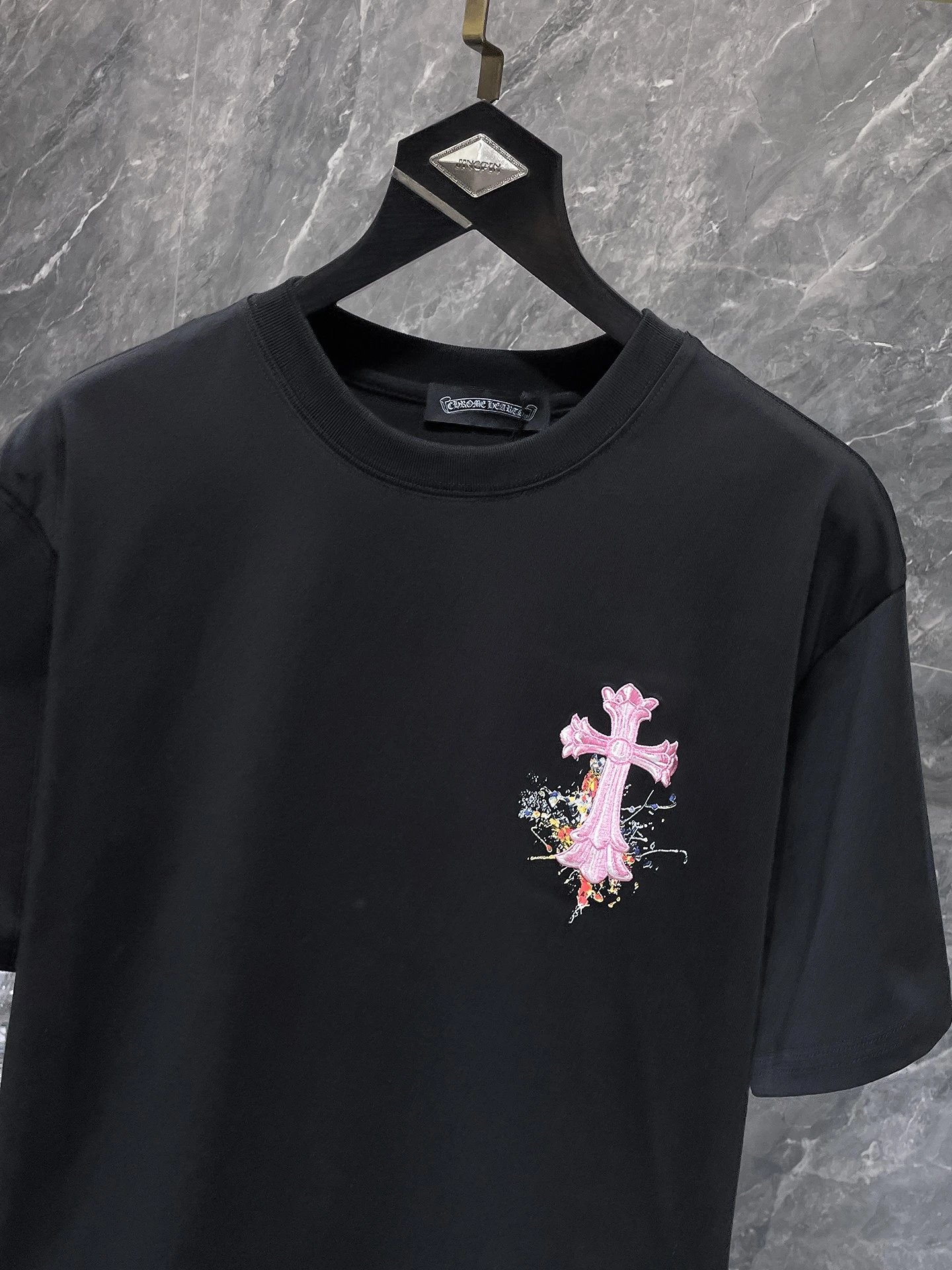 Chrome Hearts Circle Cross Embroidered White T-Shirt - 49