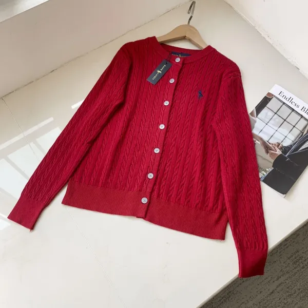 Polo Ralph Lauren Cable Knit Cardigan Red Sweater - 1