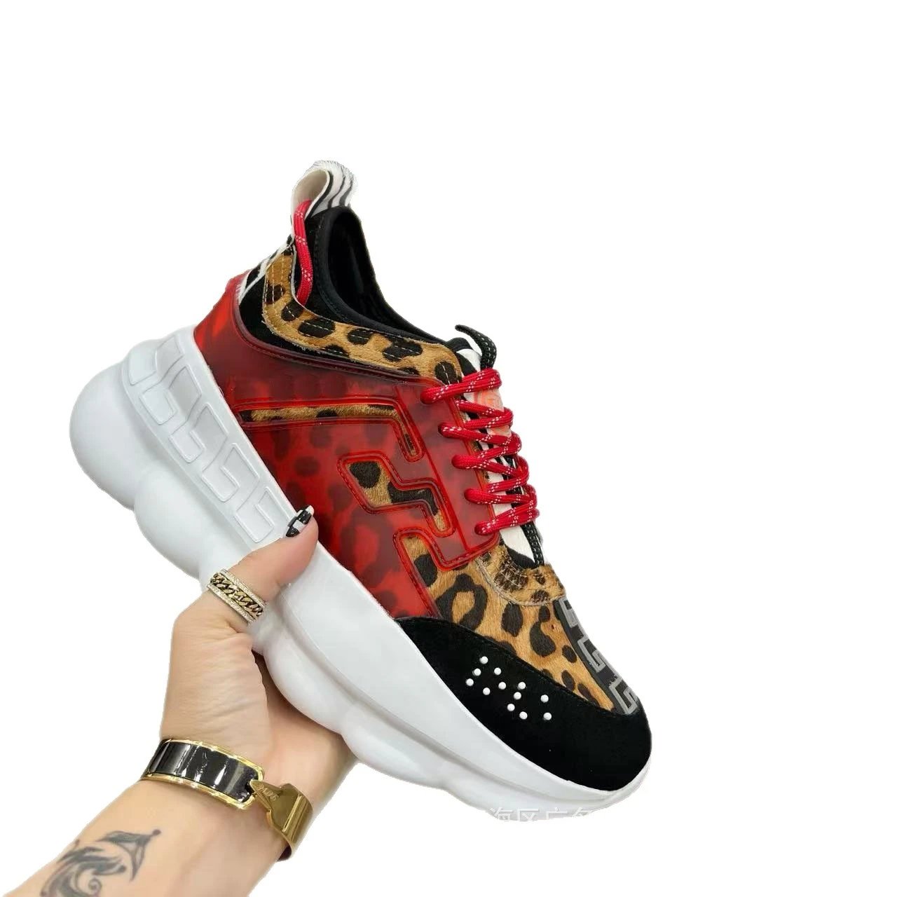 Versace Sneakers Chunky lace-up with Greek key panels and printed uppers image 5