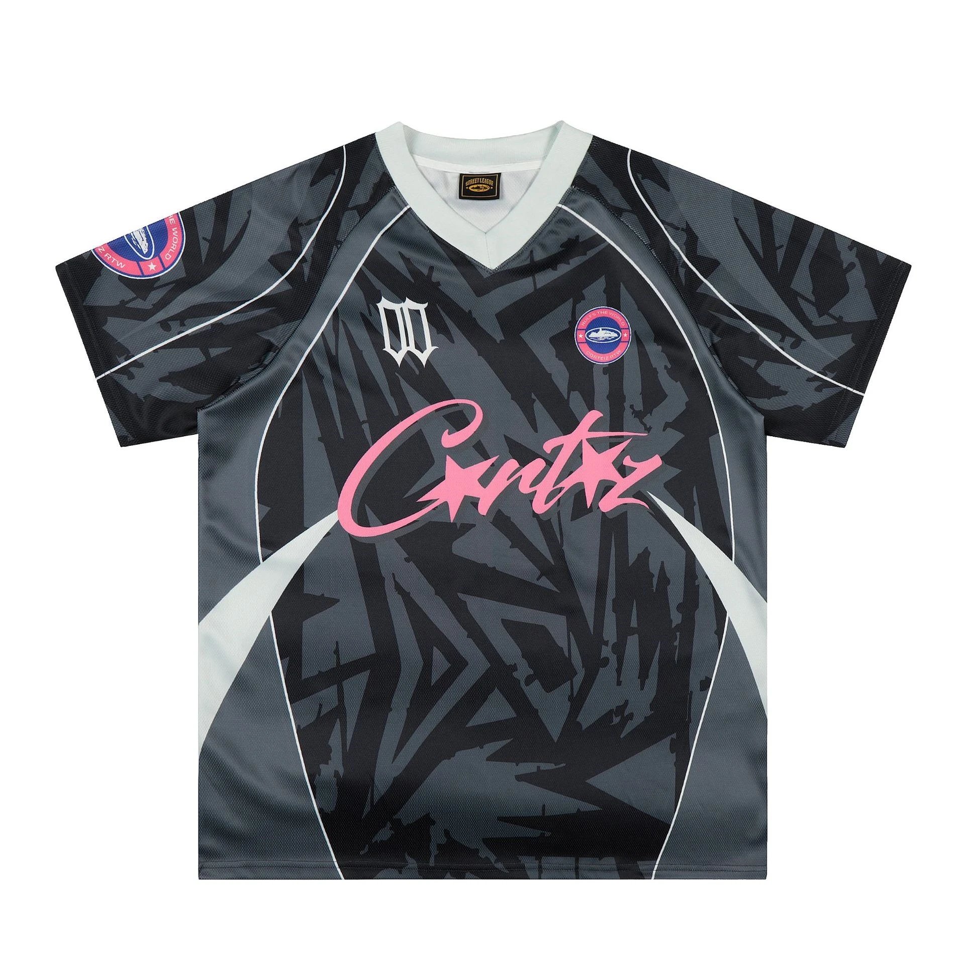 Corteiz Graphic Print Jersey Black Pink - 23