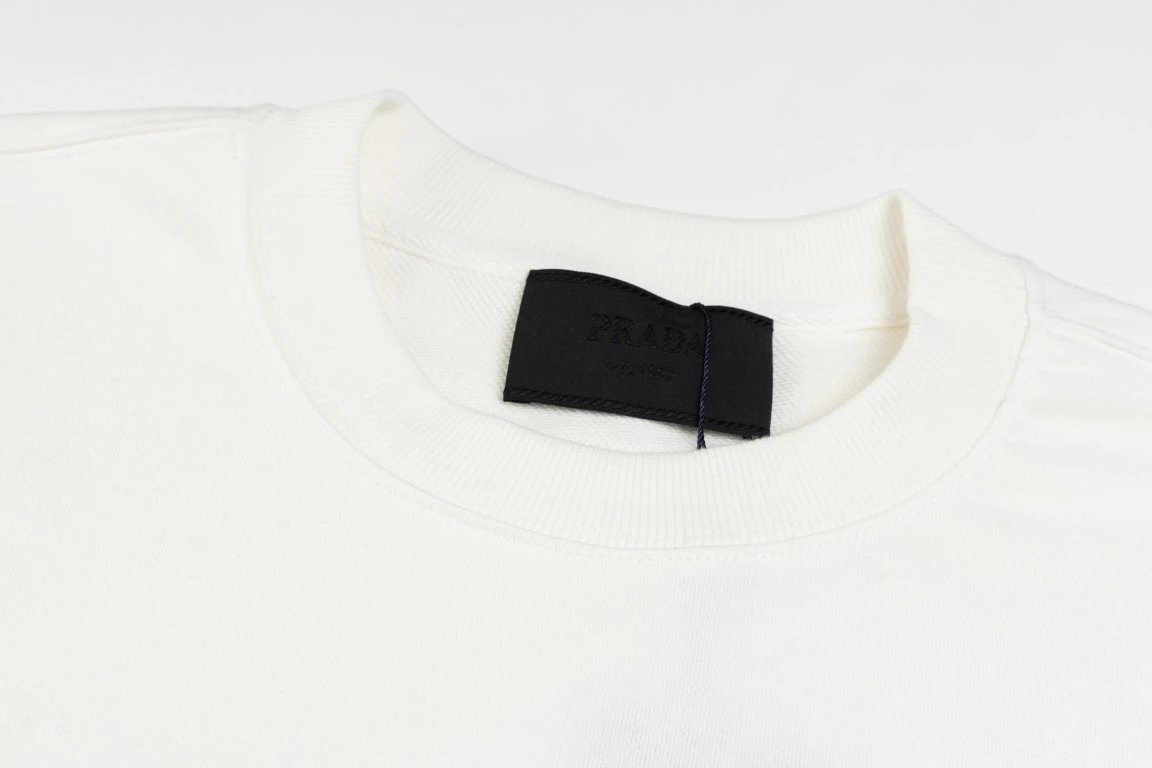 Prada Logo Patch Crewneck Sweatshirt White Sweater - 9