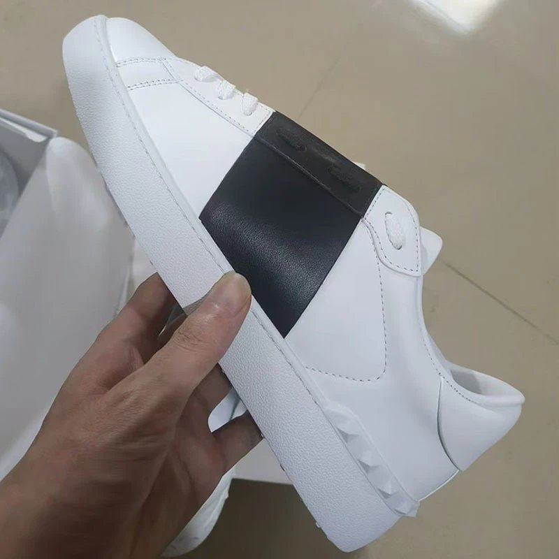 Valentino Rockstud Spike Strap Leather Sneakers White - 10