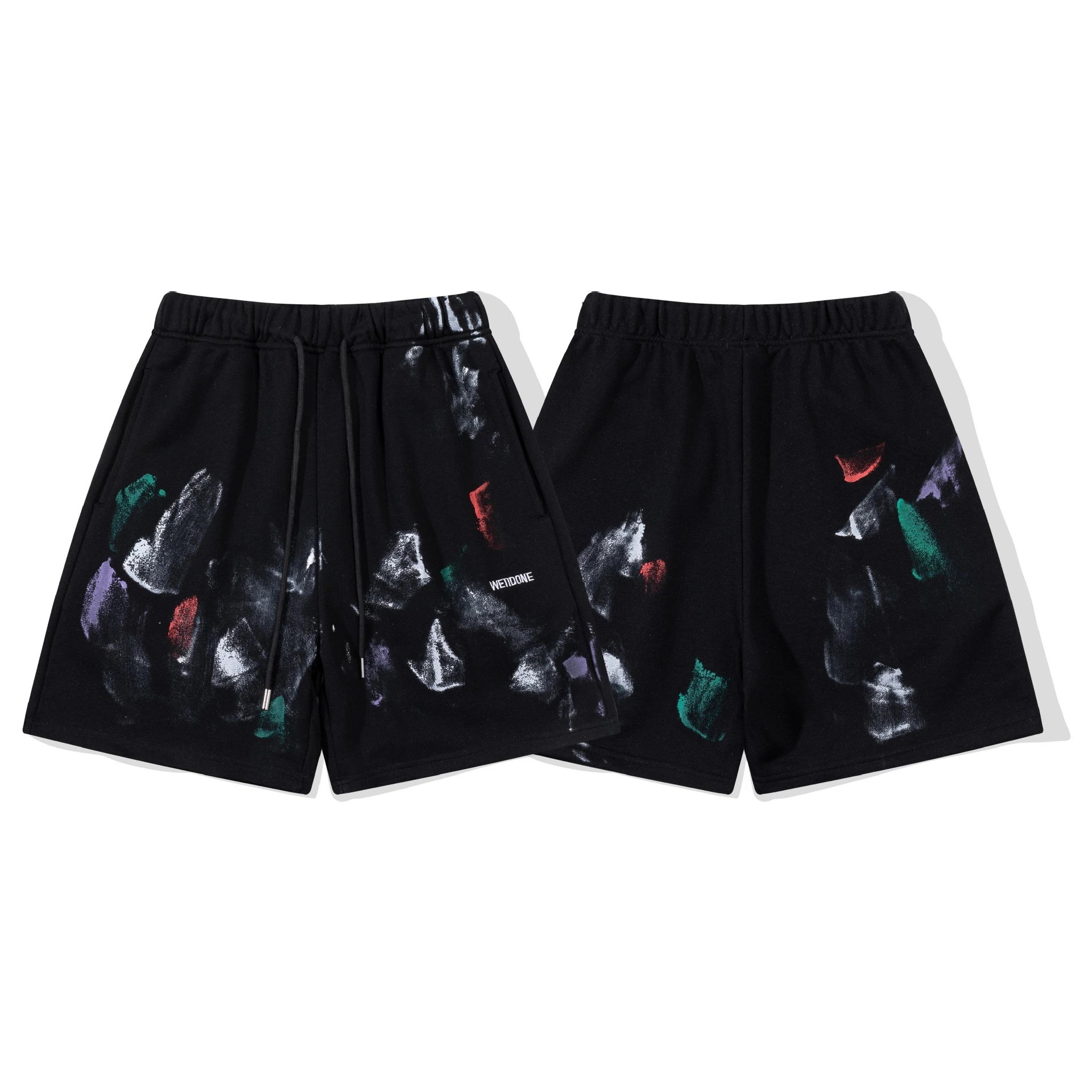 Design WE11DONE Logo Embroidered Black Sweat Shorts - 25
