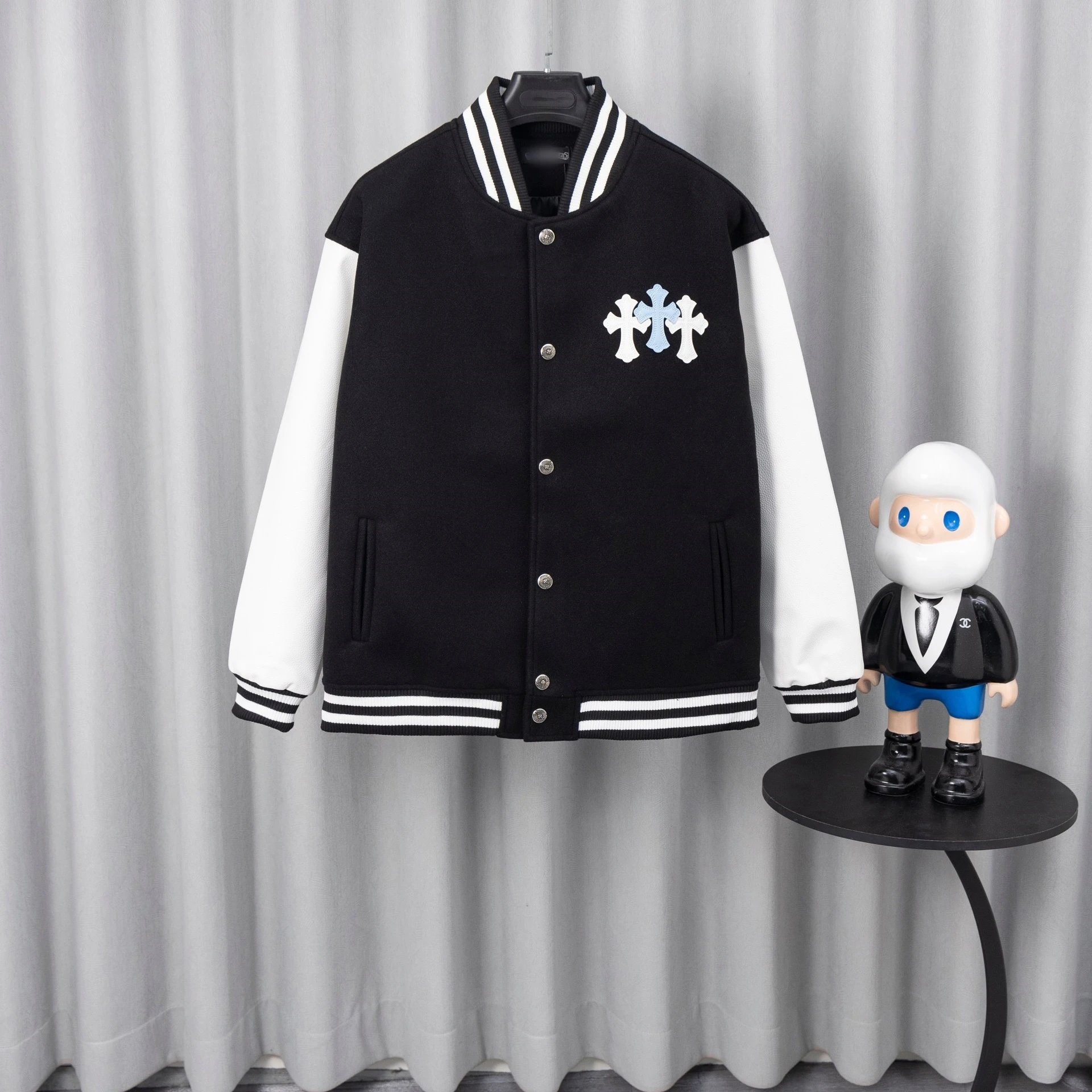 Chrome Hearts Varsity Jacket Black and White Outerwear Jacket - 3