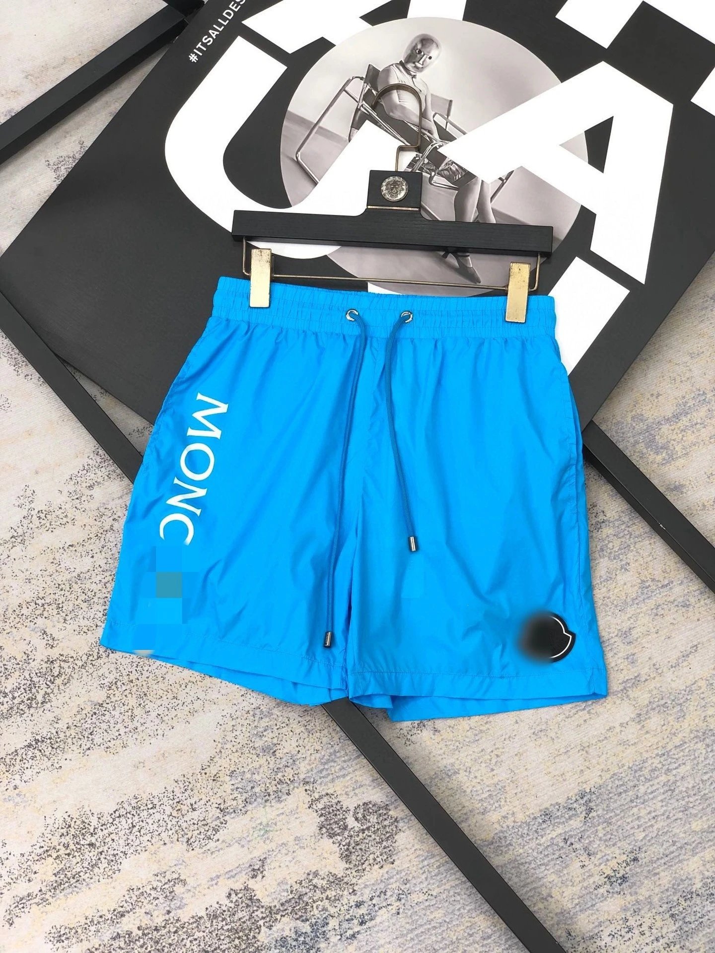 Moncler Shorts M241 drawstring logo — M241 Sky Blue