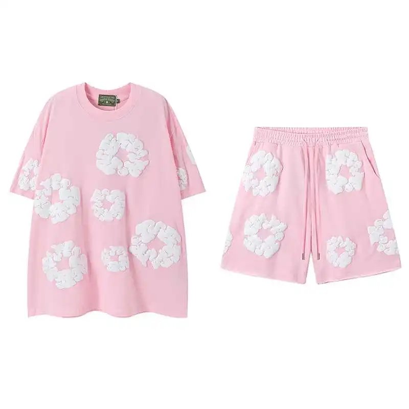 Design Abstract Floral Print Oversized T-Shirt Blue - 11