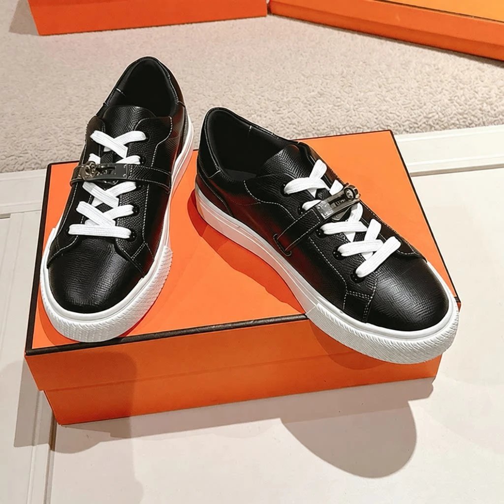 Hermès Oran Sneakers Gray and Navy Canvas Sneakers - 3
