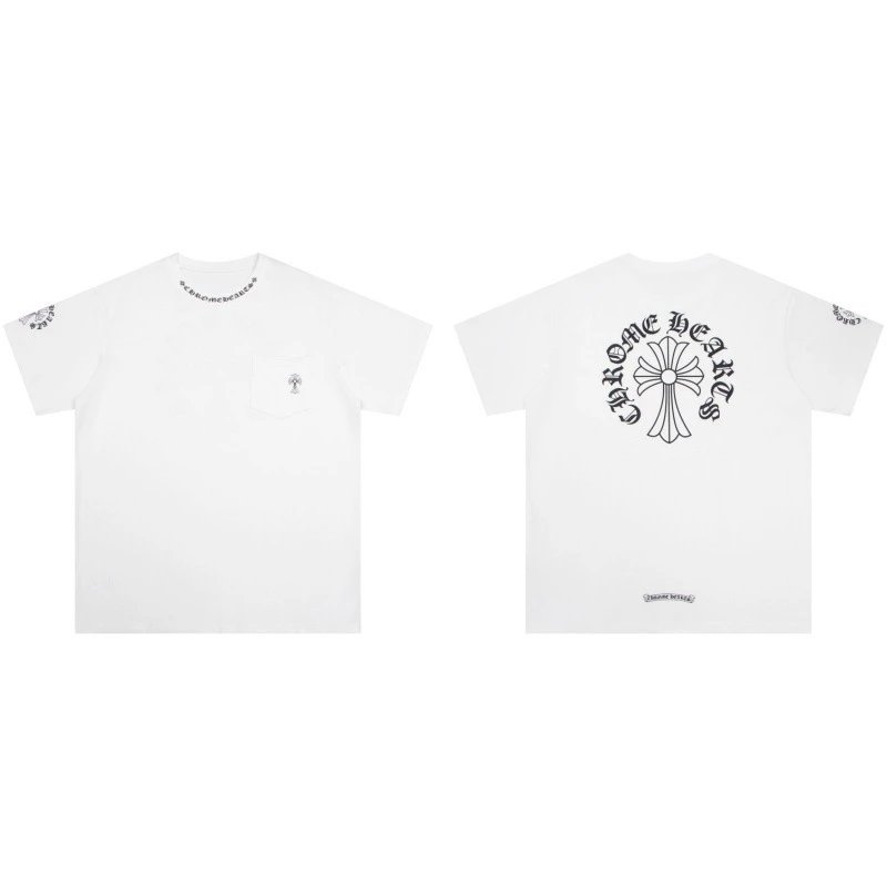 Chrome Hearts T-Shirts Short-Sleeve Cross Graphic T-Shirt — 6022 white