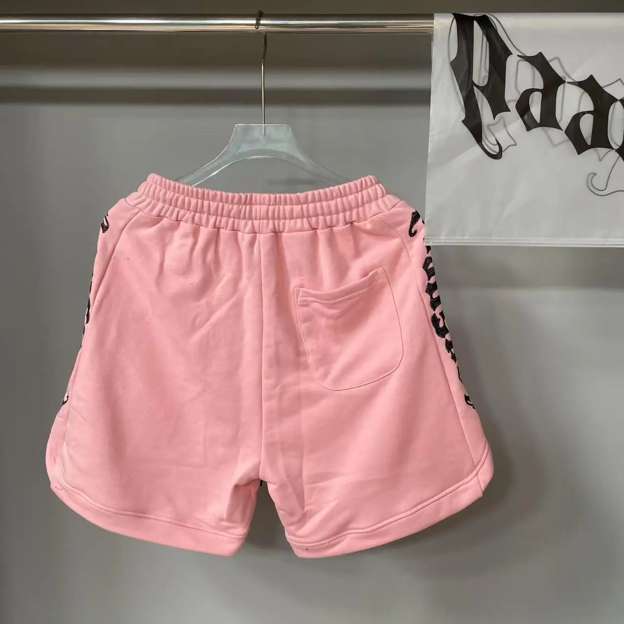 hA. Embroidered Script Shorts Blue - 7