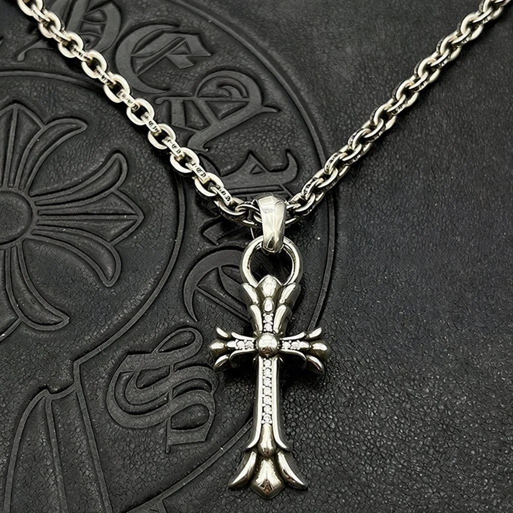 Double-Layer White Diamond Cross Letter Chain