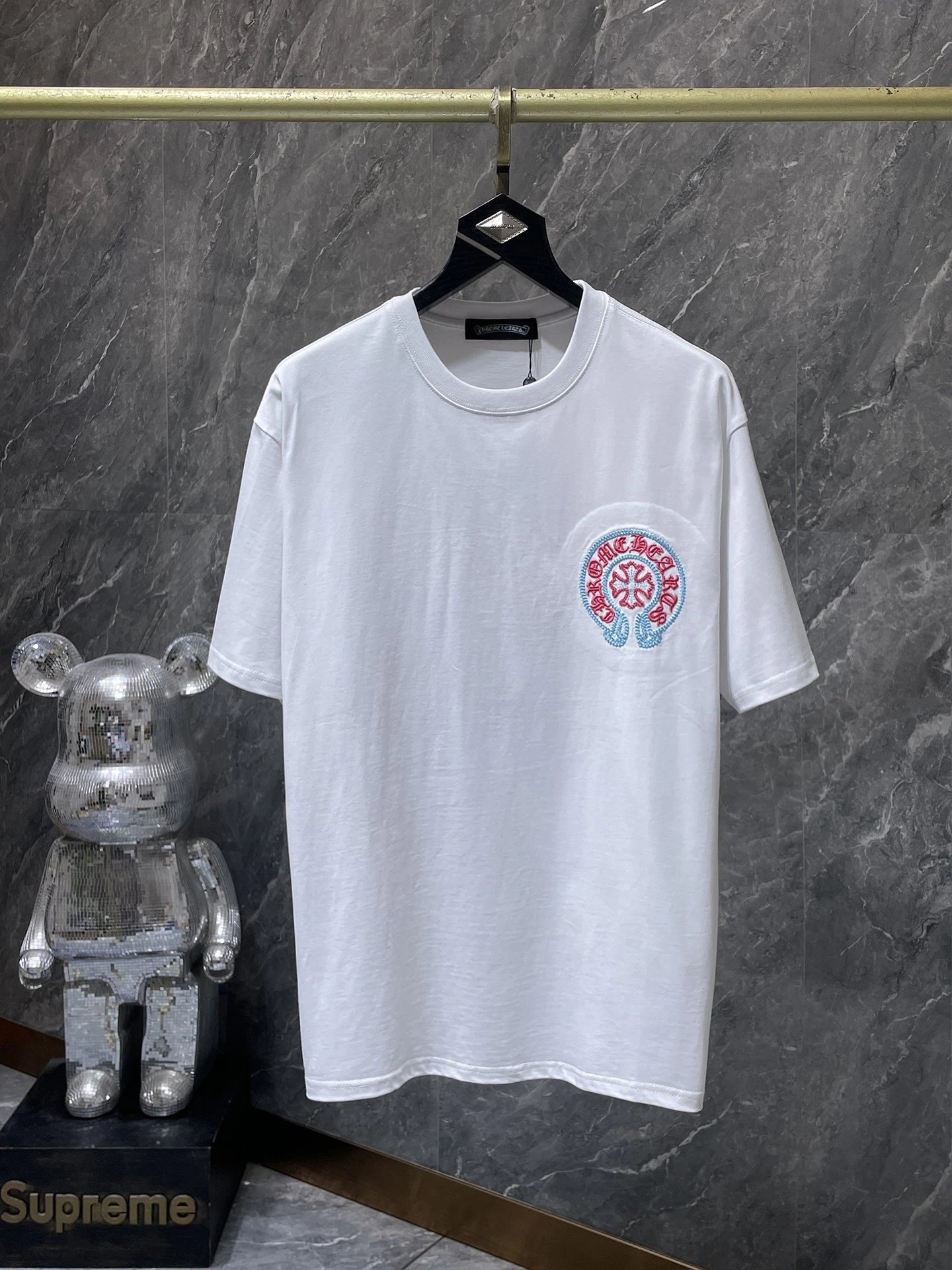 Chrome Hearts Circle Cross Embroidered White T-Shirt - 20